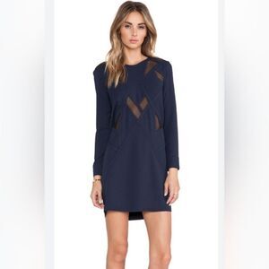 Iro Bonica long sleeve mesh detail navy blue dress size 34/0